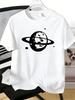 Unisexs Tee Simple Saturn Planet Space Pattern Print Cotton Short Sleeve Male Casual Streetwear Outdoor Daily Basic Fashion Top
