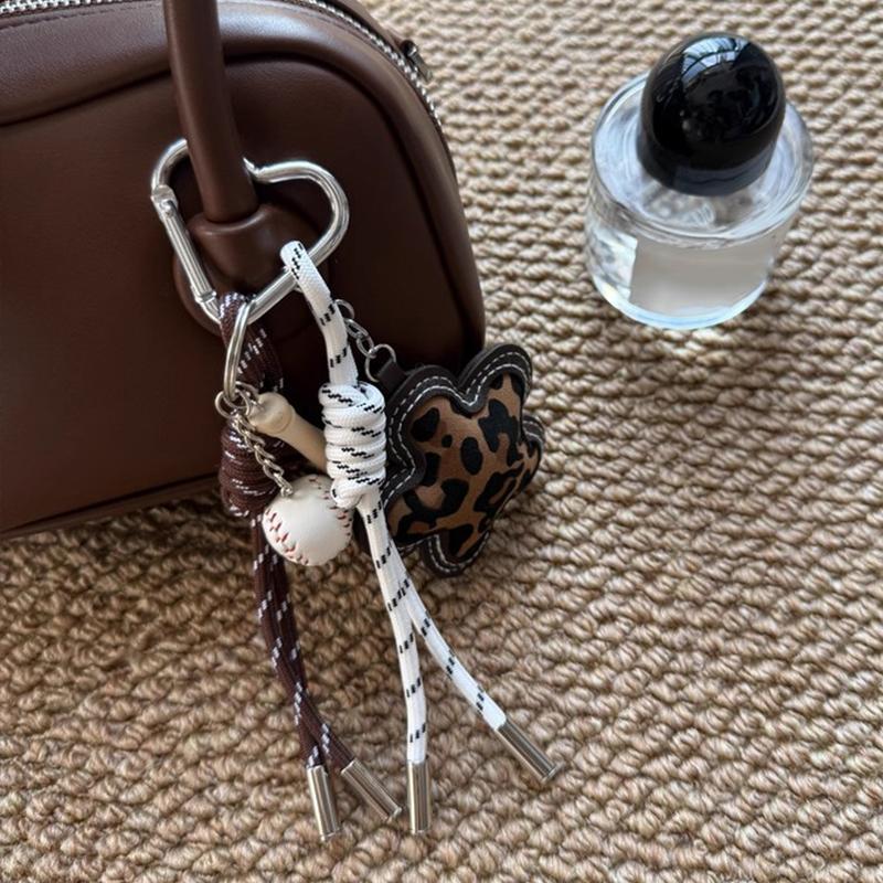 Yogodlns Matte Leopard Print Flower Mini Backpack Hanging Handbag Pendant Bag Pendant Bags Accessories