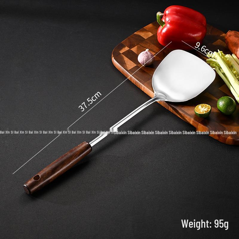 Ensemble Spatule à Fentes et Louche en Acier Inoxydable 304 avec Manche en Bois - Ustensiles de Cuisine Résistants aux Hautes Températures