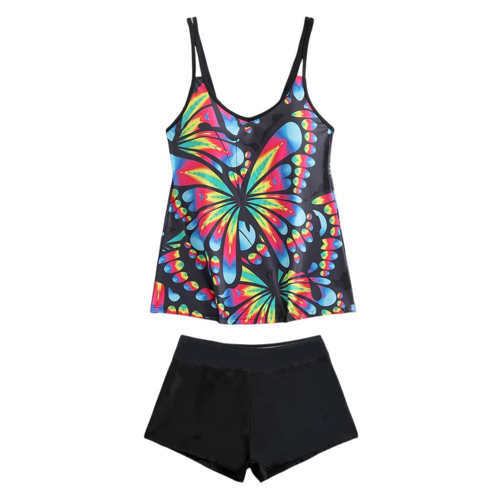 Women's Two Piece Tankini Swimsuit Set with Built-in Bra and Skirt Style Bottoms Stretchy Fabric for Comfortable Fit and Support