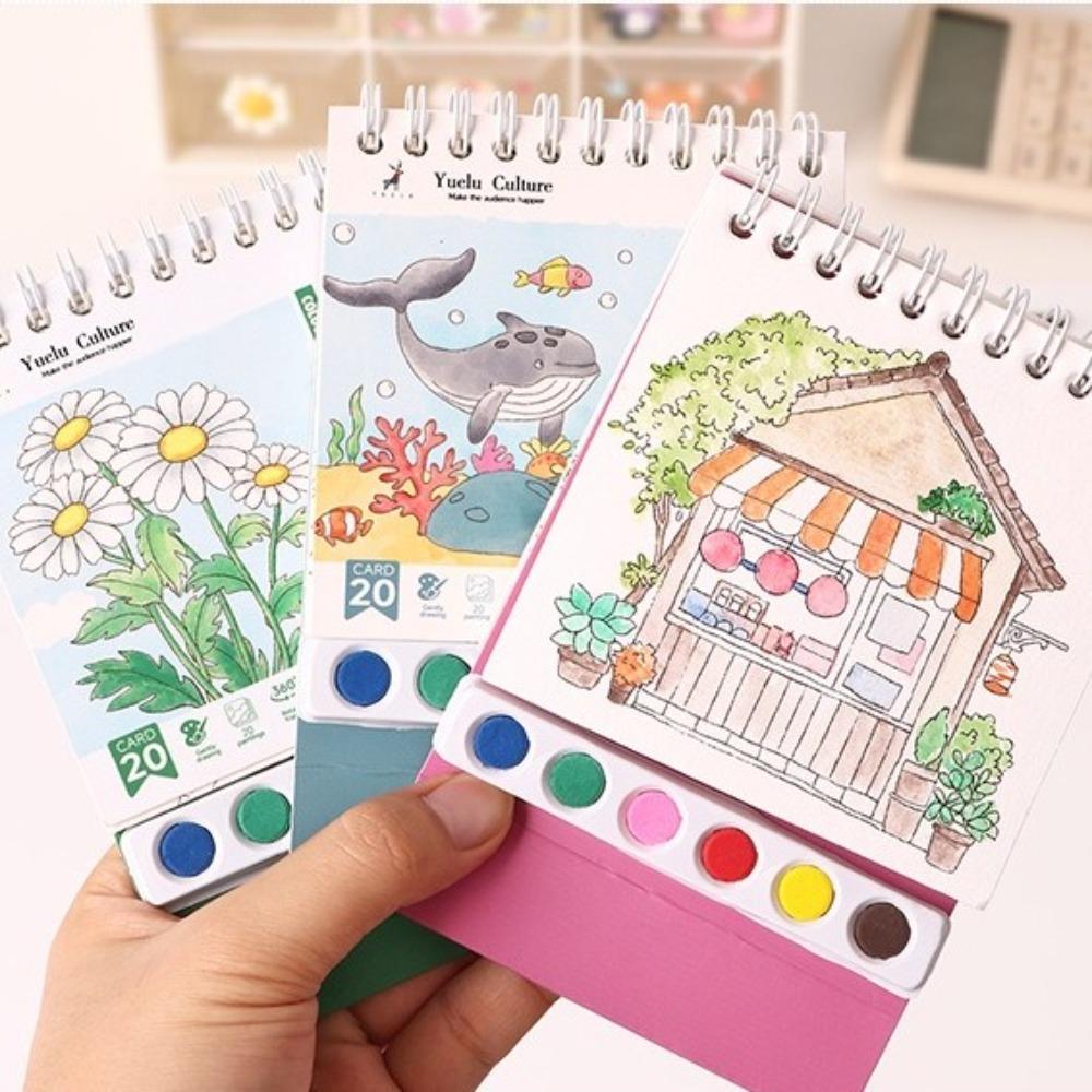 House Watercolor Painting Set DIY Painting Book Cartoon Painting Sketch Book  Toddler