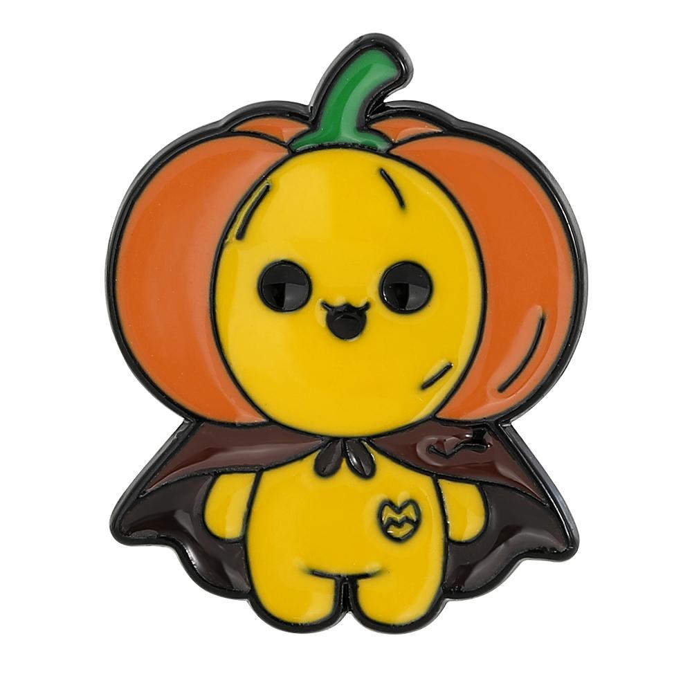 Funny Cartoon Pumpkin Man Design Enamel Brooches Cute Halloween Ghost Shaped Pins