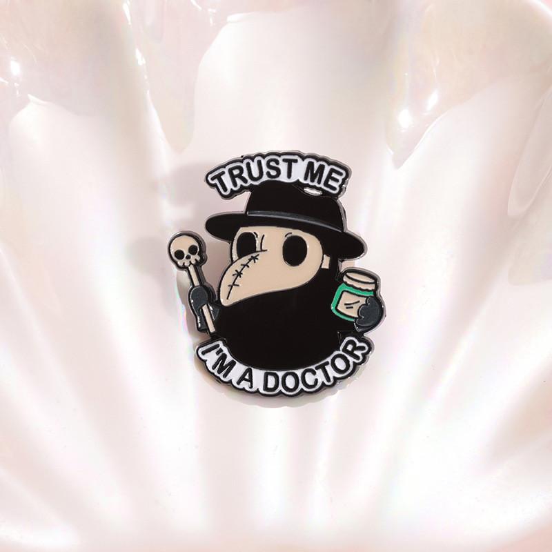 Stylish Alloy Cartoon Character Brooch Doctor Mask Inspired Badge For Fashion Enthusiasts