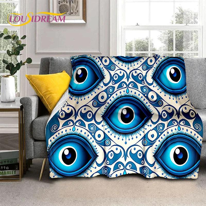 3D Boze Oog Turkije Blauw Nazar Oog van Horus Zachte Flanel Dekens, Plaid Comfortabele Deken voor Picknick Bedden Bank Slaapkamer