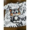 XL-7XL Plus Size Women's Men Cartoon Cat Casual 3D Print Loose V Neck Short Sleeved T-shirt Top