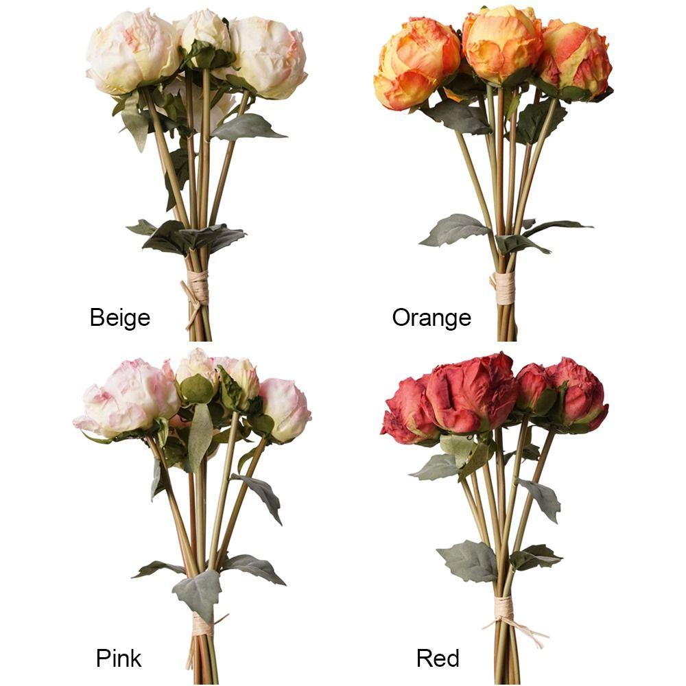 4 Flower 3 Buds Peony Artificial Flower Silk Petals Faux Flower Decorative Flower Home Decoration