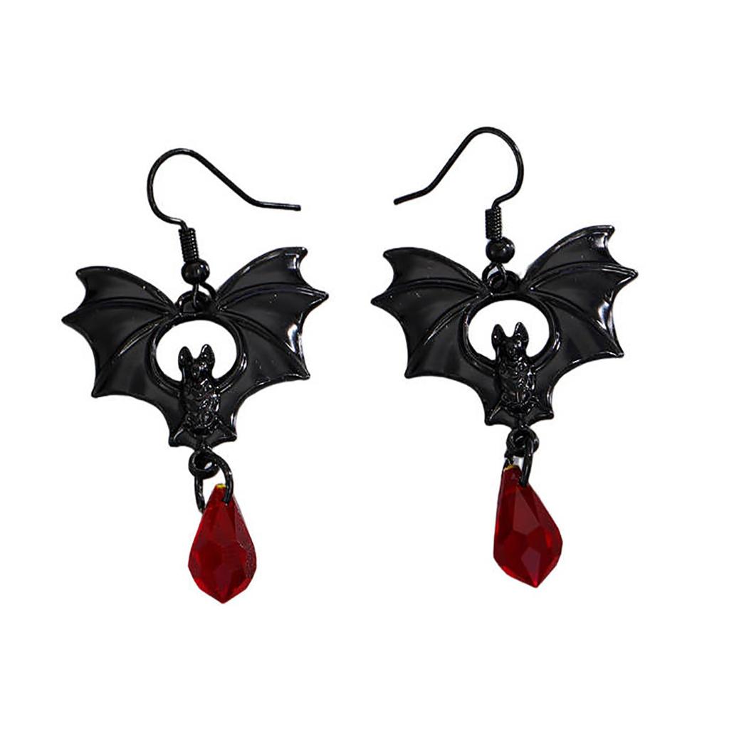 Punk Wind Black Red Crystal  Earrings Mysterious  Jewelry Accessories Halloween Female Jewelry