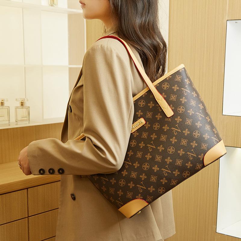 Fashionable One-shoulder Retro Bag Tote Bag Commuter Simple Printed Large Capacity Handbag Women's Bag