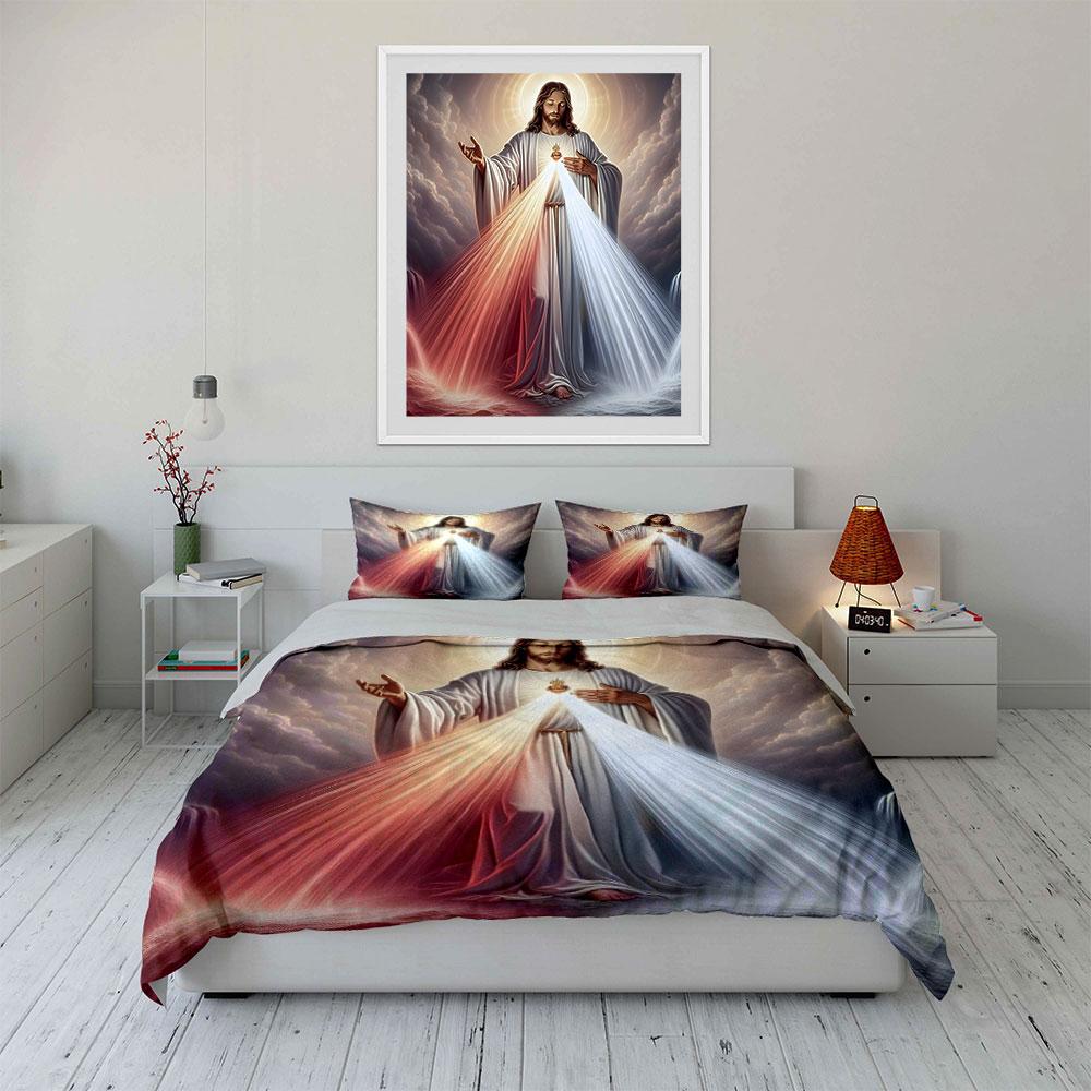 Sacred Divine Light Print Bedding Duvet Cover Set (1*Duvet Cover 2*Pillowcases, Without Duvet Insert)