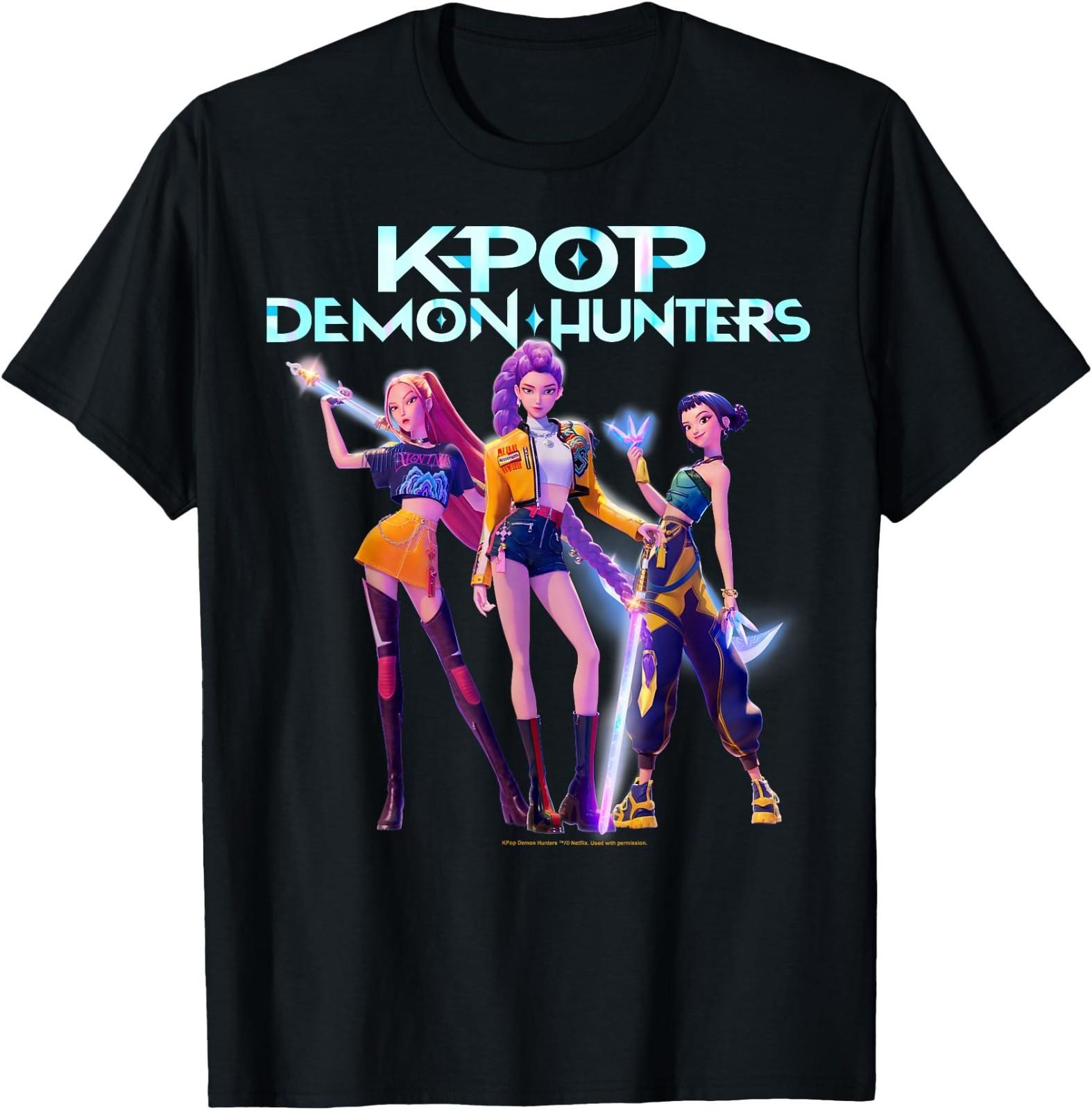 Kpop Demon Hunters Huntrix Heroic Poses Group Shot T- Unisex T-Shirt S