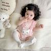 Baby Girl 2-Piece Set Thin Short Sleeve Top Overalls Cute Princess Style