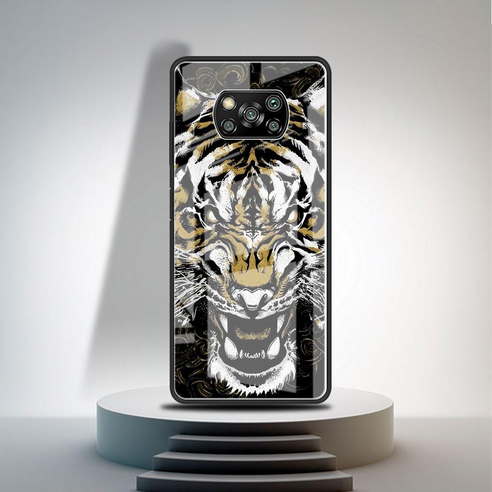 Glass Case For Xiaomi Poco X3 NFC 11 Lite 11T F3 M3 For Redmi Note 11 10 9 8 Pro 10S 9S 9A 9C Phone Cover Lion Wolf