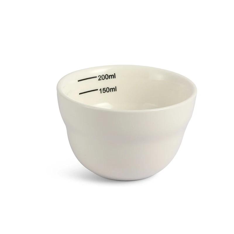 200ml Keramik-Kaffeeschale mit Skala Verdickte Messschale U Cupping-Tasse mit Löffel Espresso-Messbecher Kaffeezubehör