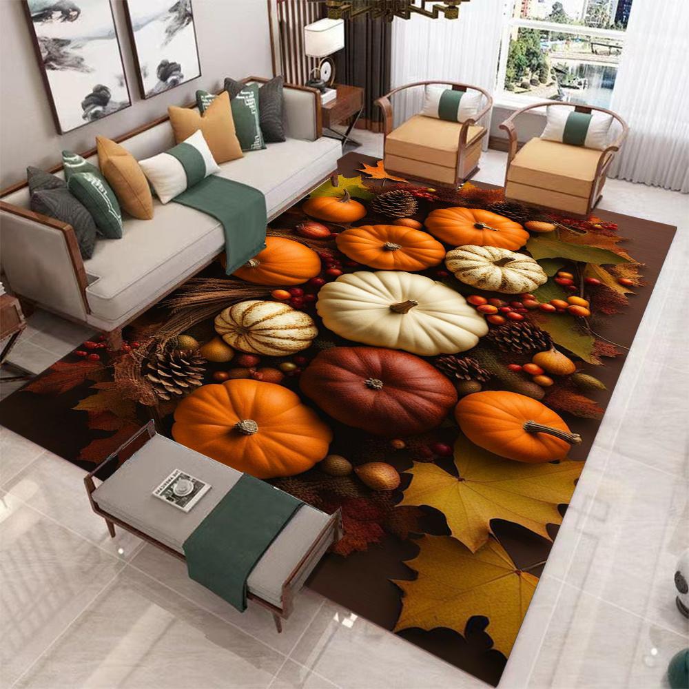 Halloween Pumpkin Decoration Large Carpet Bedroom Bathroom Floor Mat Bedroom Decoration Outdoor Pine Cone Maple Leaf Carpet