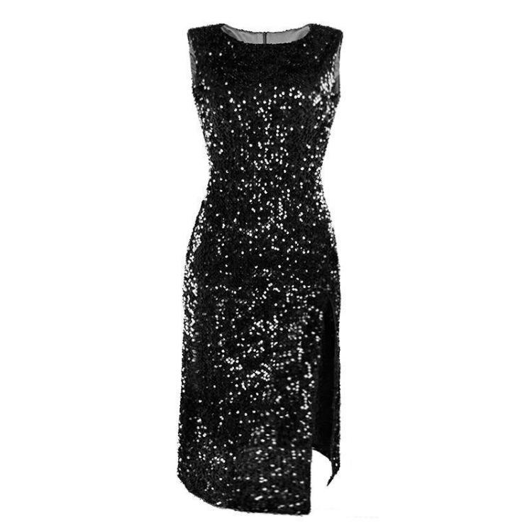 Sequin Shiny Women Long Sleeveless Bodycon Dress Evening Party Wedding Formal Hip Package