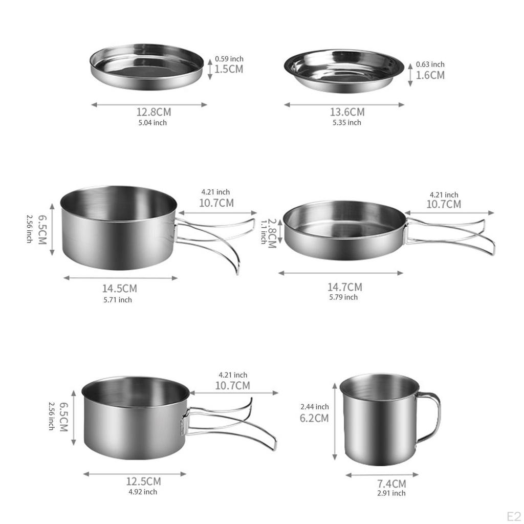 Stainless Steel Utensils Camping Dinnerware Set Lightweight Outdoor Cooking Gear Plate