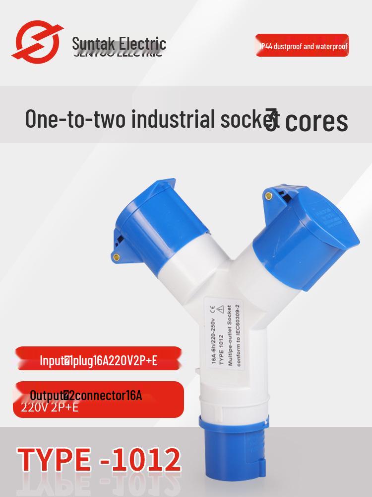 

Y-Type Multifunction Waterproof Plug Socket: 16A/32A Aviation Tee, One-to-Two/Three, 220V.