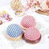 1Pc Ball Shaped DIY Craft Needle Pin Cushion Holder with Wood Bottom Sewing Pin Cushion Home Sewing Tools Accessory