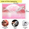 Pink Clouds Sky Tapestry Ocean Moon Stars Nature Landscape Tapestry Fantasy White Cloud Aesthetic Tapestries Wall Hanging for Girls Women Nursery