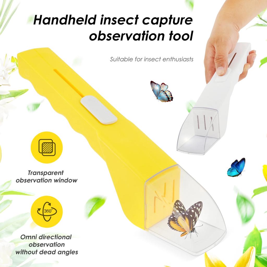 2 Stück tragbares Insektenfangwerkzeug Handheld Kinder Insekten-Käfer-Fänger mit transparentem Sichtfenster Schnellverschluss Insektenfalle Klemme