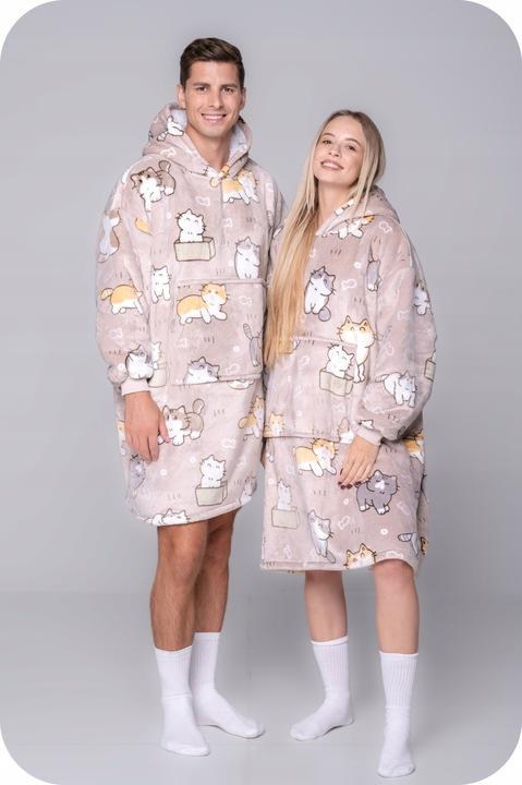 Decke Hoodie Oversize Warm Dicke Deckenhoodie 2in1 XXL Kätzchen Pelztier [Kb-W1]