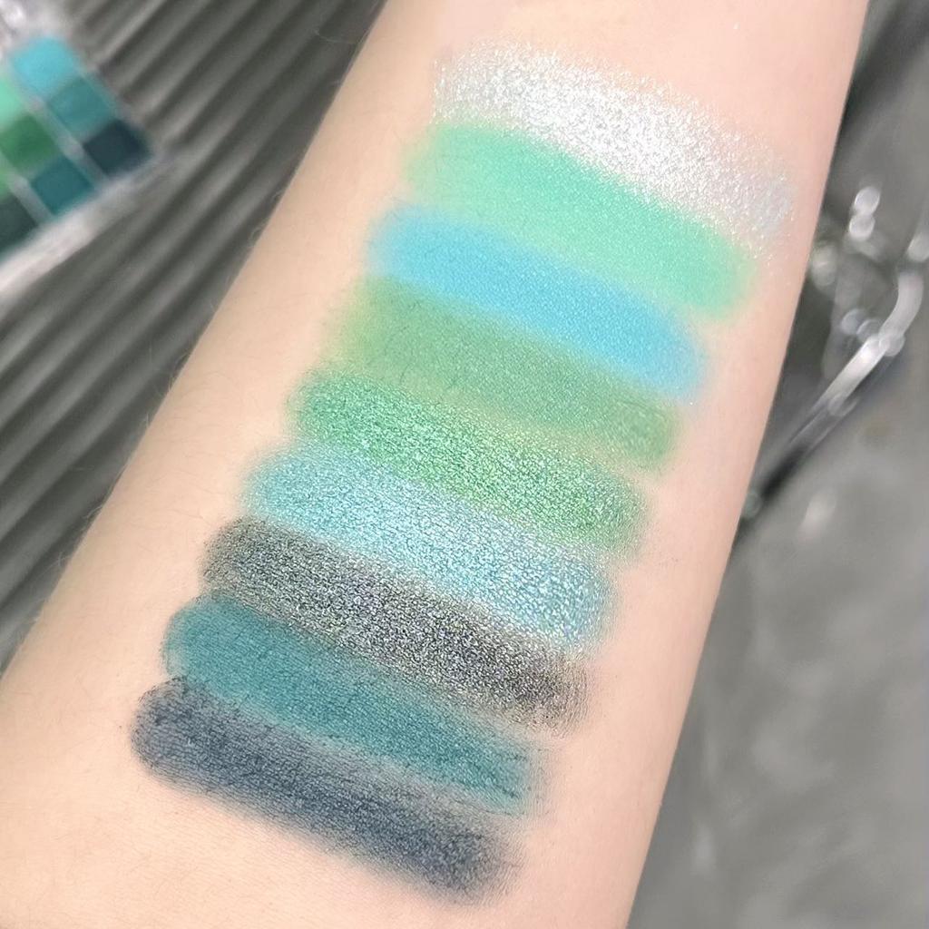 Ombretto verde 9 colori Avocado Color Stage Makeup Palette di ombretti a colori perlescenti opachi a nove quadrati