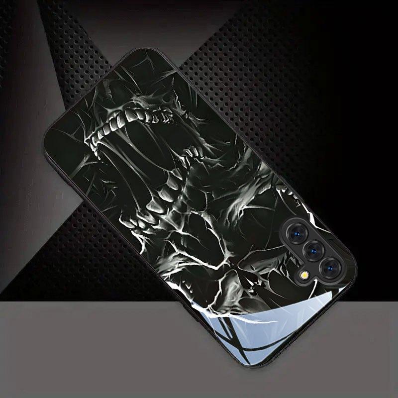 Dunkles Totenkopfmuster Glas Handyhülle geeignet für Samsung Galaxy S26 S25 S24 S23 S22 S20 FE/Ultra/Plus Anti-Drop-Rückseite