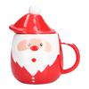 Tazza di Natale da 450 ml, Grande Capacità, Ceramica, Tazza da Tè e Latte, Tazza da Caffè con Coperchio e Cucchiaino per Casa, Tipo D