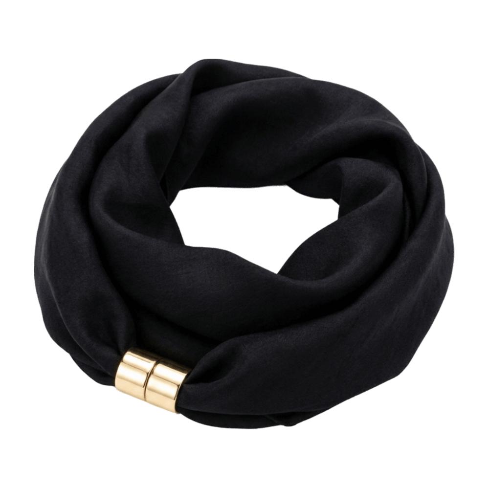 Soft Satin-Texture Neck Scarf Wrinkle-Resistant Neck Warmer Fashion Magnetic Buckle Scarf Casual