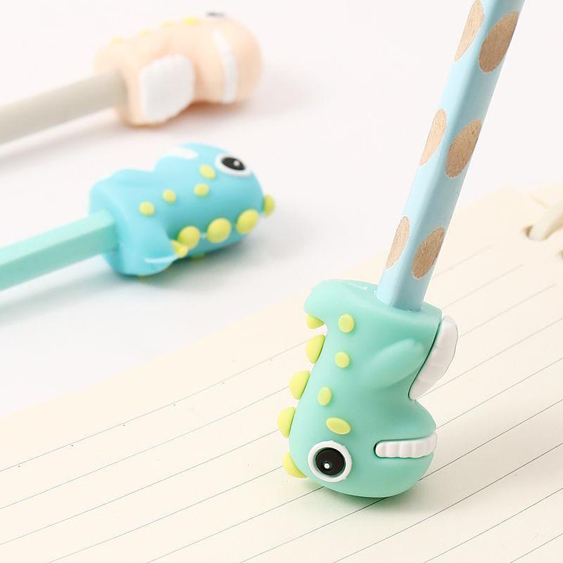 3pcs/Set Soft Glue Student Kids Cartoon Pencil Extender,Dinosaurs Panda Pencil Cap,Pencil Cover,Student Pencil Protector