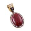 Natural Red Jasper Gemstone 925 Solid Sterling Silver TwoTone Pendant 1.25" d3M77