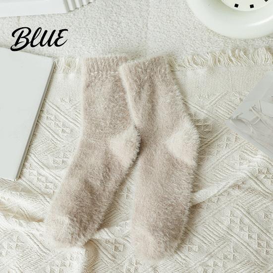 Thickened Thermal Socks Imitation Mink Velvet for Women, Soft Plush Socks, Winter Durable Washable Warm Solid Color Cozy Hosiery Home Indoor