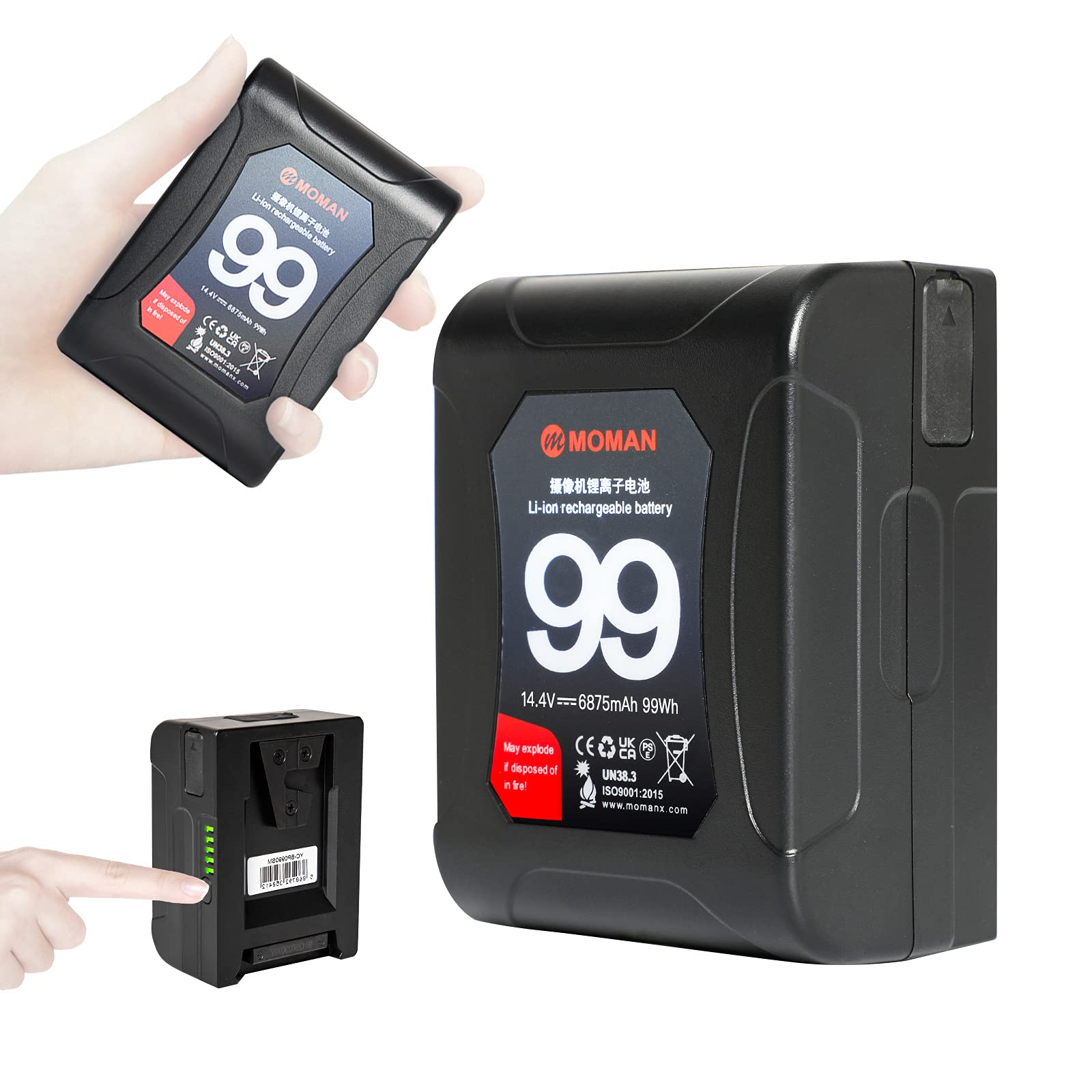 

Аккумулятор Moman V, 99 Втч, 15 А, с двумя выходами D-Tap и USB Внешний аккумулятор для камер Blackmagic Видеокамеры Светодиодный монитор