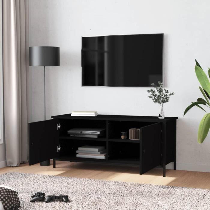 VidaXL Meuble TV avec portes noir 102x35x45 cm bois d'ingénierie 826290