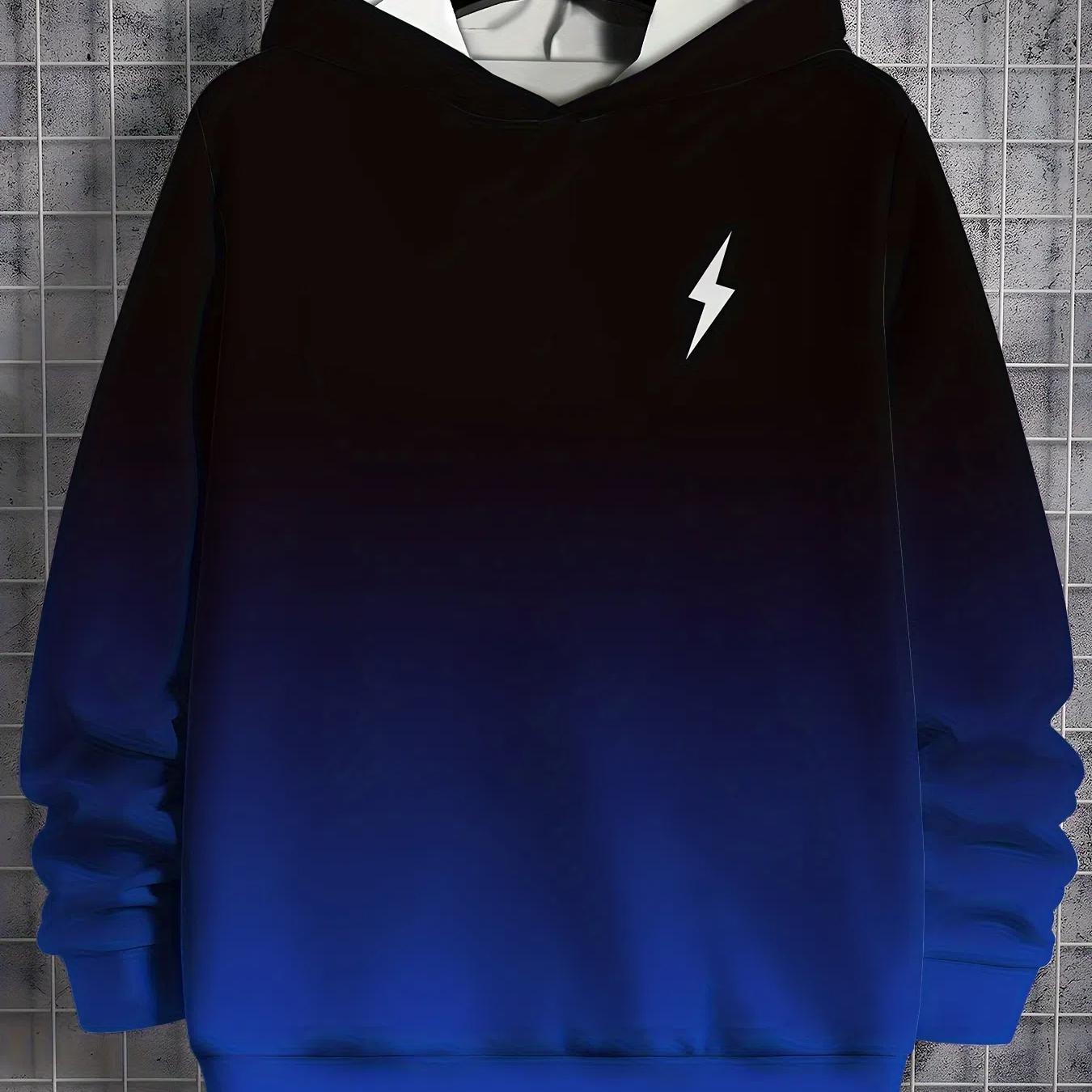 

Мужской повседневный свитер с капюшоном с 3D-узором в виде алфавита, градиентный стиль, мягкая полиэстеровая ткань, идеально подходит для активного отдыха и повседневной носки 6XL