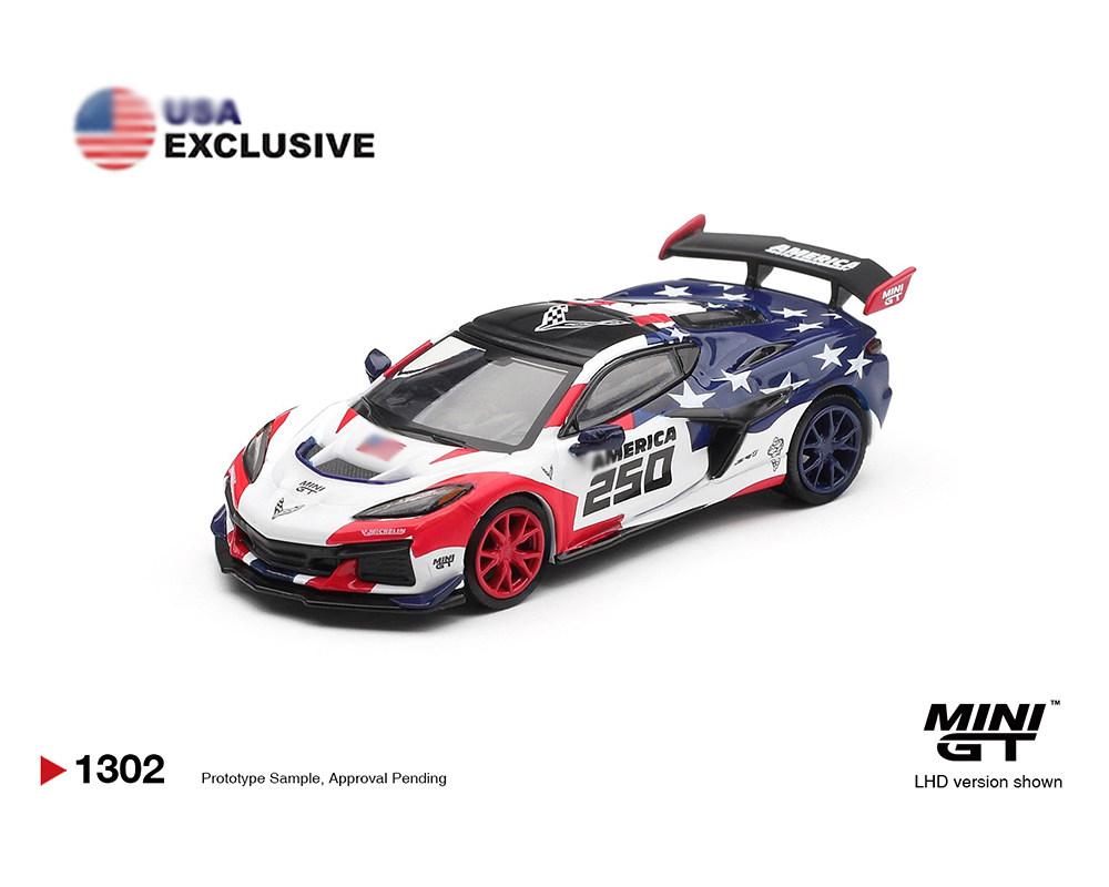 MINIGT 1301 1:64 Chevrolet Corvette ZR1 Ford Mustang GTD  America 250 Diecast Car Model