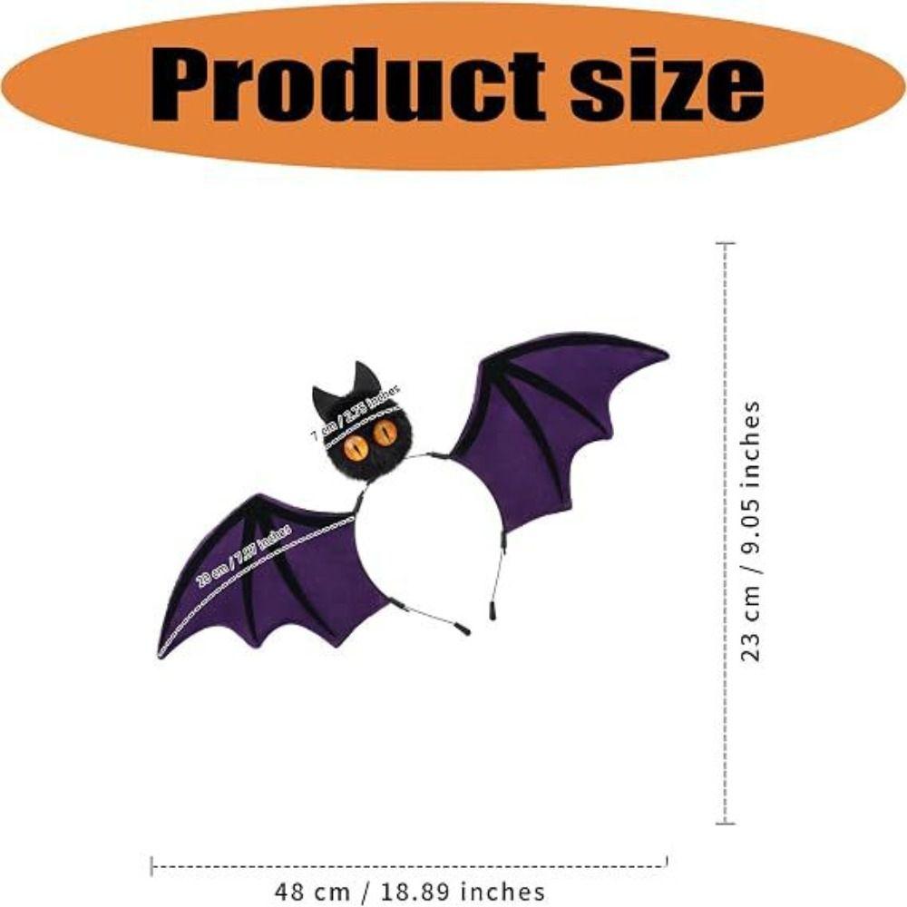 Soft Velvet Fabric Bat Wing Headband Delicate Bat Wing Decoration Halloween Headband Cosplay Event