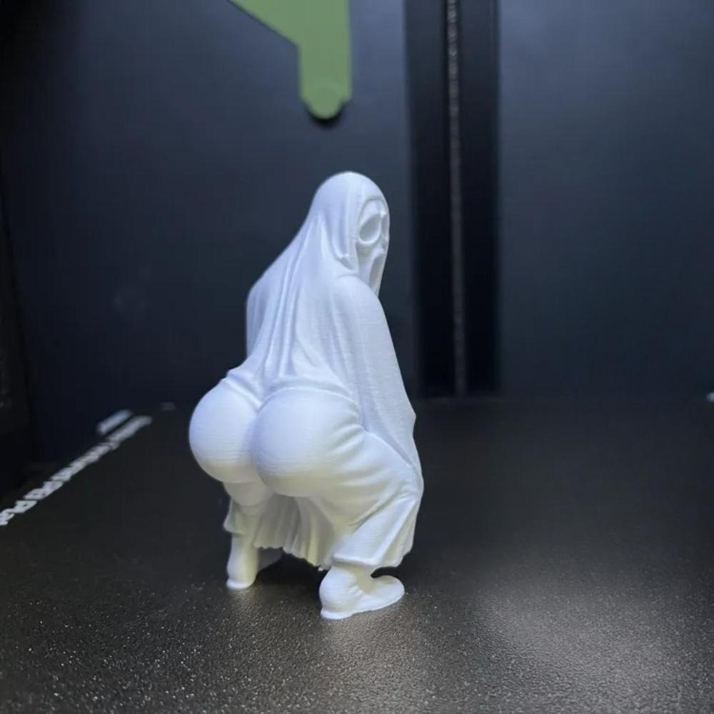 

Shake Butt Ghost Statue, 3D Printed Electric Butt Dance Ghost Face Killer, Scream When You Like Fullness, Halloween Parody Gift