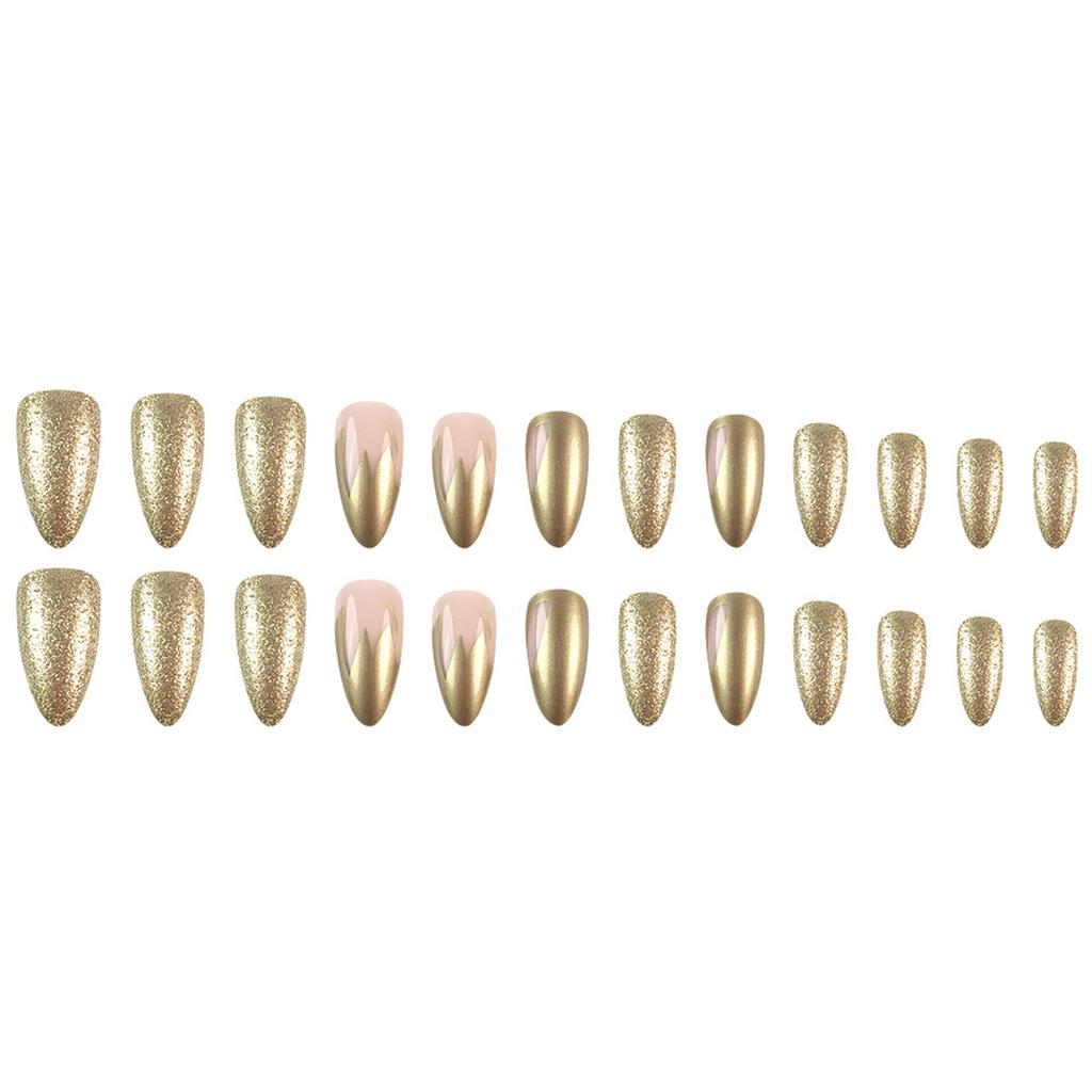 Migdałowy Naciśnij na Paznokcie Francuski Końcówka Sztuczne Paznokcie Kleje na Paznokcie Brokat Sztuczne Paznokcie