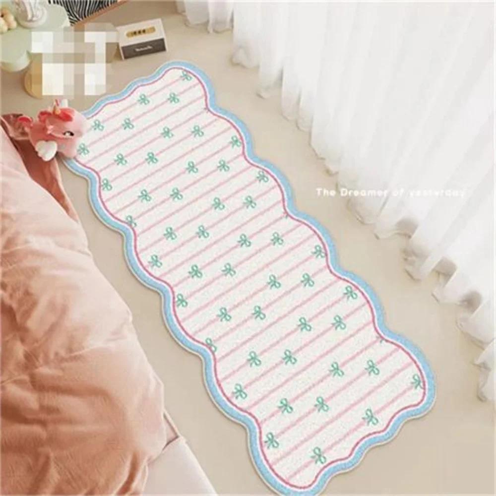 Irregular Carpet for Bedroom Cute Bow Floor Mat Soft Fluffy Foot Mats Bedside Carpets Cute Girl Rug Home Decoration Rugs
