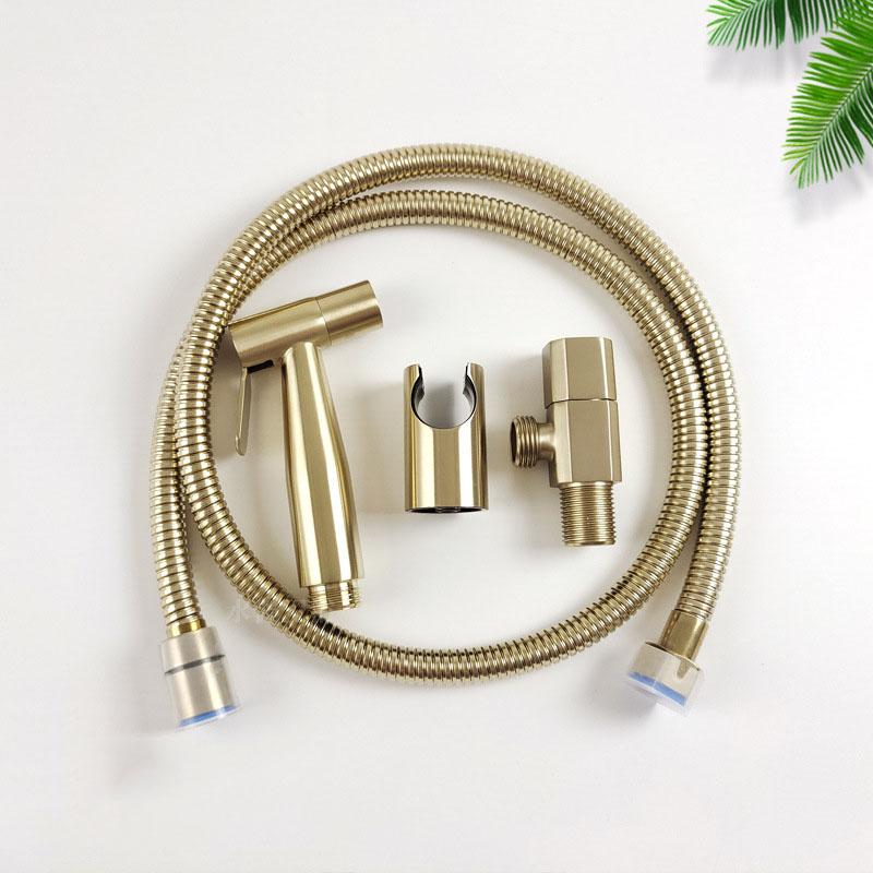 Brushed Gold Bidet Faucet Toilet Sprayer Douche Hygienic Shower Handheld Bidet Spray Shower Set Single Cold Water Tap