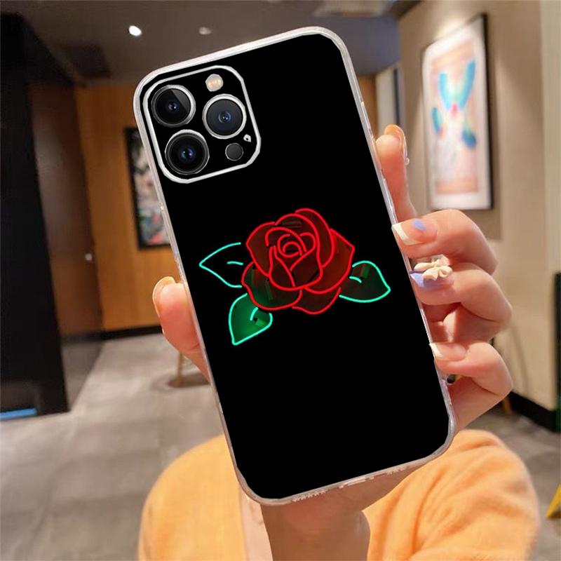Phone Case For Iphone 17 Pro Max Air 16 15 14 13 Pro Max 15 16 Pro 15Plus Rose In the Dark