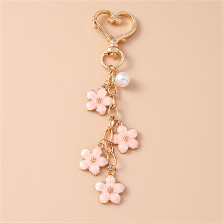 Elegant Metal Heart Bag Pendant Floral Keychain Stylish Purse Phone Charm Unique Key Holder Women's Fashion Jewelry Gift
