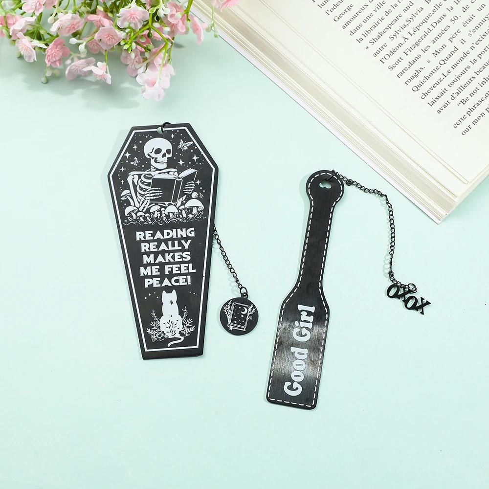 Creative “Skeleton Reading” Metal Bookmarks, Irregular Shape Bookmarks - “Let Me Read Silently” Reading Office Accessories