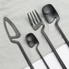Black Portable Dinnerware Set Knife Fork Spoon Straw Set 304 Stainless Steel Travel Camping Dinnerware Set With Storage Bag