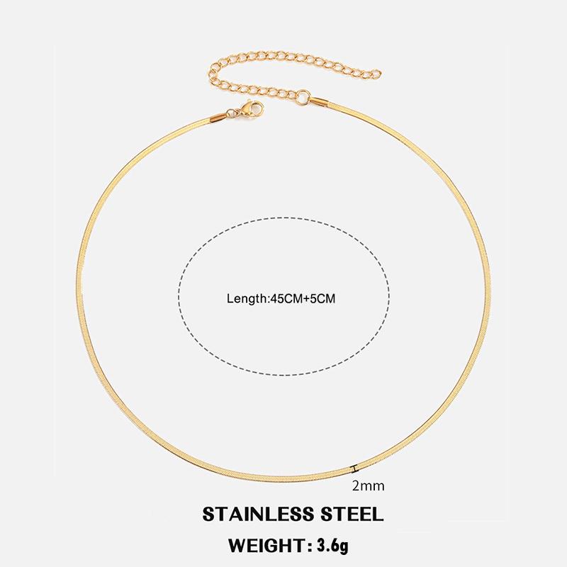 Classic Unisex Flat Snake Chain Choker Necklace For Women Stainless Steel Herringbone Gold Silver Color Fashion Jewelry Gift
