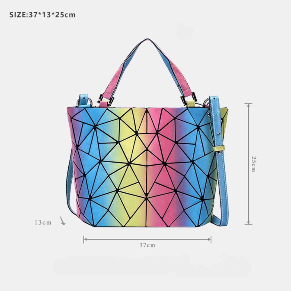 

Сумка Женская Новая Женская Сумка Мессенджер Европейская и Американская Модная Универсальная Сумка-Тоут Большая Вместимость Радужная Ромбовидная Сумка-Ведро