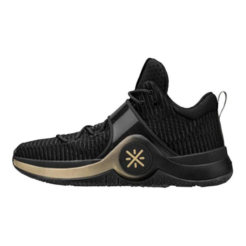 Li Ning WOW 6 Slip Resistant Abrasion Resistant Low top Basketball Shoes Men's Black Gold ABAM089-74
