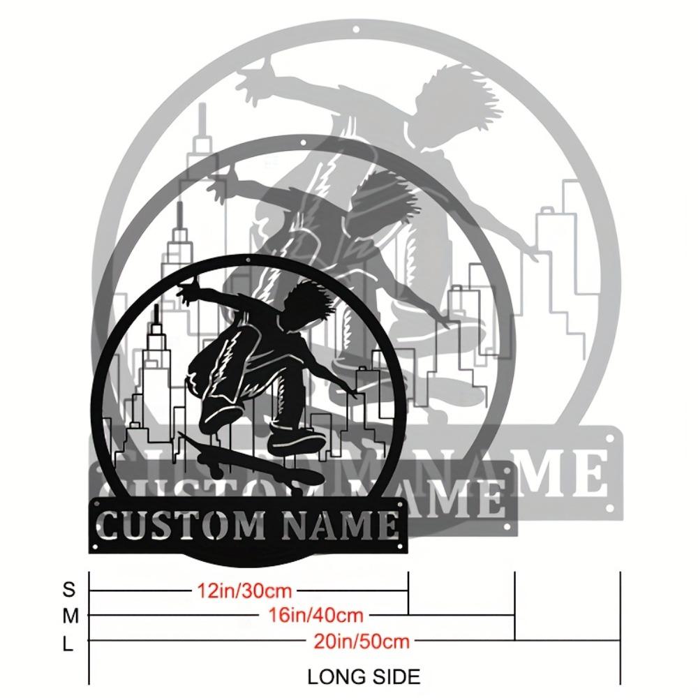 

Metal Wall Art Skateboard Sculpture Personalized Gift Festival Home Decor 12 Inches 30 CM
