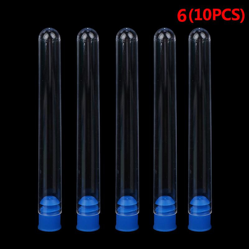 10Pcs Plastic Test Tubes Vials With Caps & Pipe Rack Holder Stand 40/50 Holes